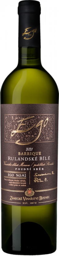 Rulandské bílé barrique 2021 No. 92 pozdní sběr suché řada EGO Zámecké vinařství Bzenec - Salon vín 2025
