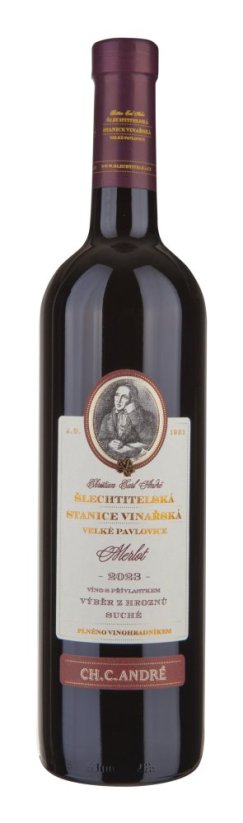 Merlot 2023 výběr z hroznů suché Šlechtitelská stanice vinařská Velké Pavlovice