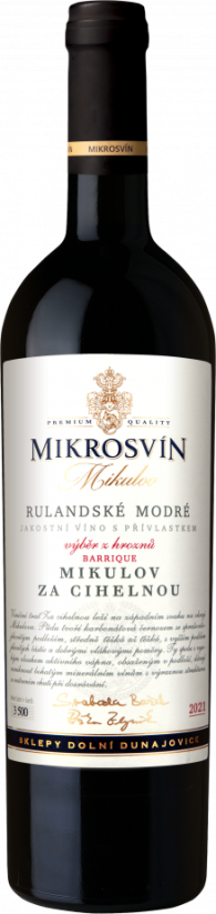Rulandské modré 2021 výběr z hroznů suché barrique Traditional Line Mikrosvín Mikulov
