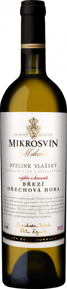 Ryzlink vlašský 2021 výběr z hroznů suché Ořechová hora Traditional Line Mikrosvín Mikulov