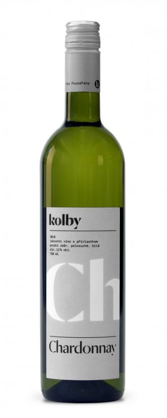 Chardonnay 2018 pozdní sběr polosuché řada Classic Vinařství Kolby