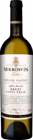 Ryzlink vlašský 2023 výběr z hroznů suché Liščí vrch Traditional Line Mikrosvín Mikulov