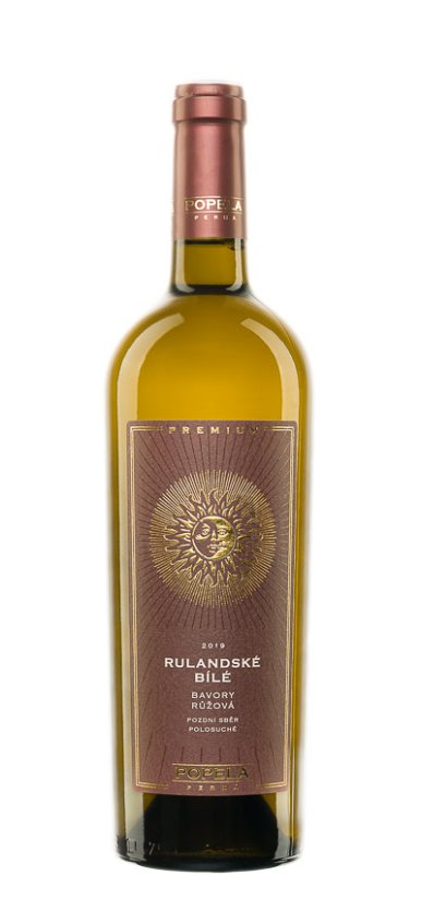 Rulandské bílé 2019 pozdní sběr polosuché Růžová řada Premium Vinařství Popela