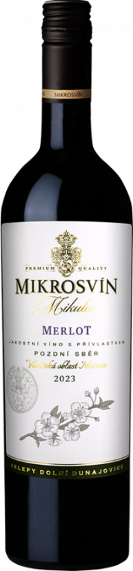 Merlot 2023 pozdní sběr suché Flower Line Mikrosvín Mikulov