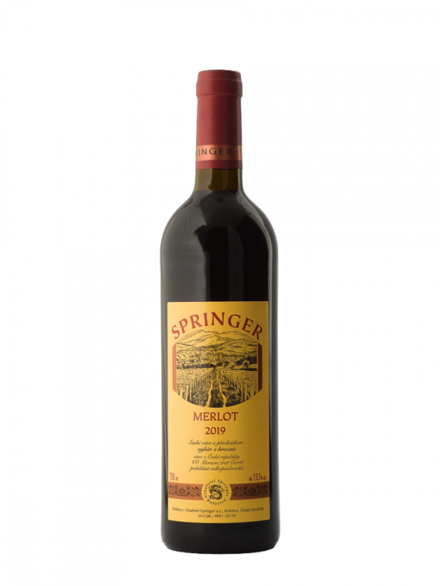Merlot 2023 moravské zemské víno suché Čtvrtě Vinařství Springer