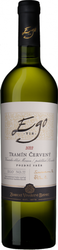 Tramín červený 2024 No. 77 pozdní sběr polosuché řada EGO Zámecké vinařství Bzenec